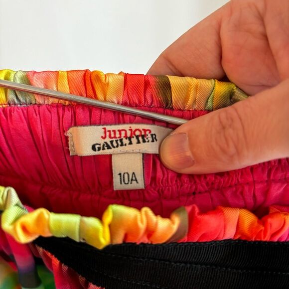 Gaultier Designer Girl Kids rainbow tie dye ruffle pleated tennis skirt size 10A - Picture 9 of 12